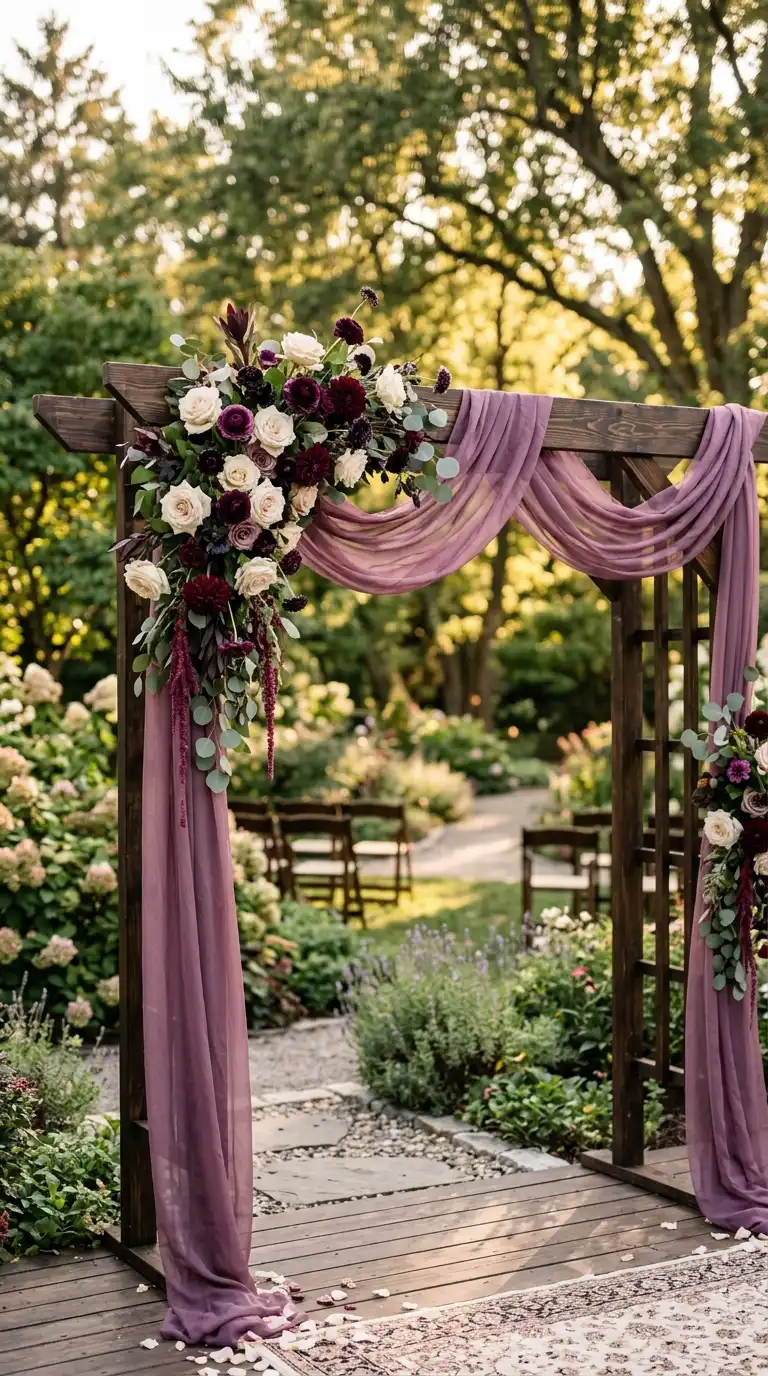 Plum And Ivory Ceremony Arch