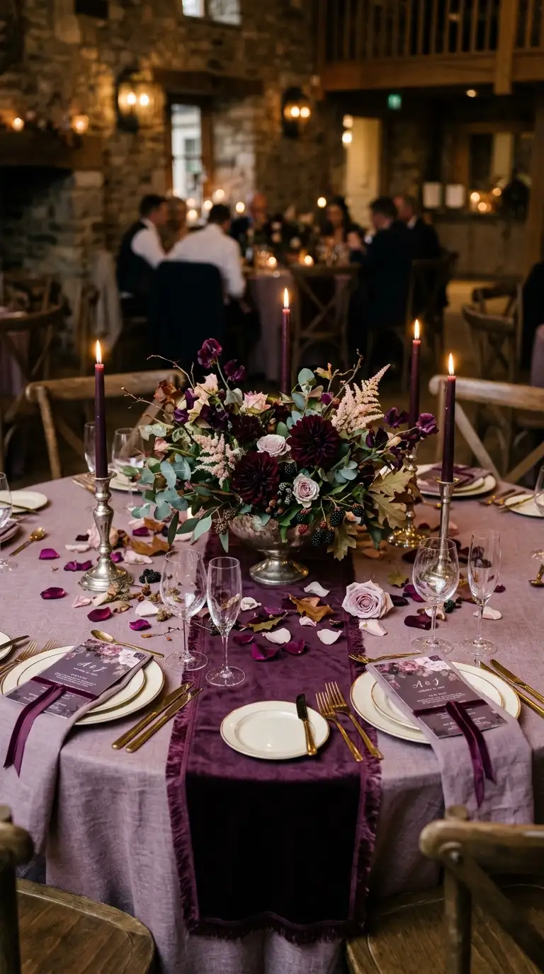 Plum And Mulberry Tablescape