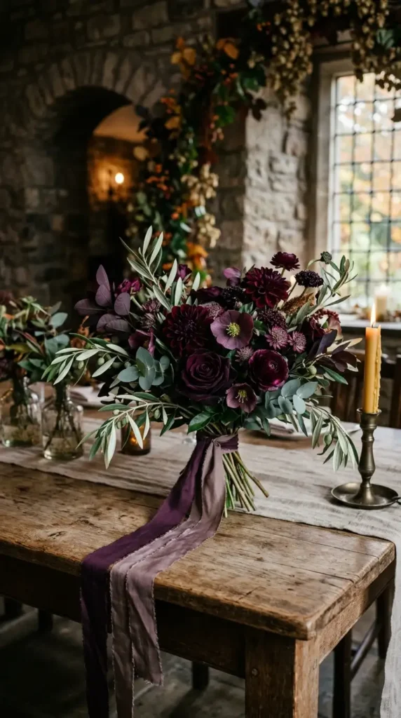 plum and olive florals