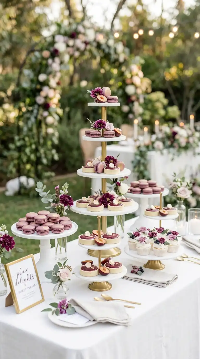 Plum And White Dessert Table