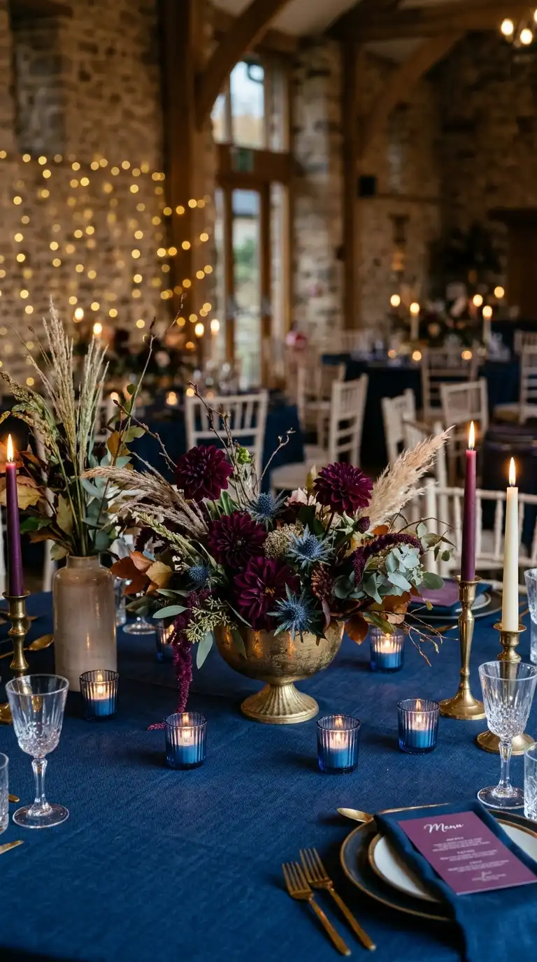 Plum Blue Autumn Centerpieces