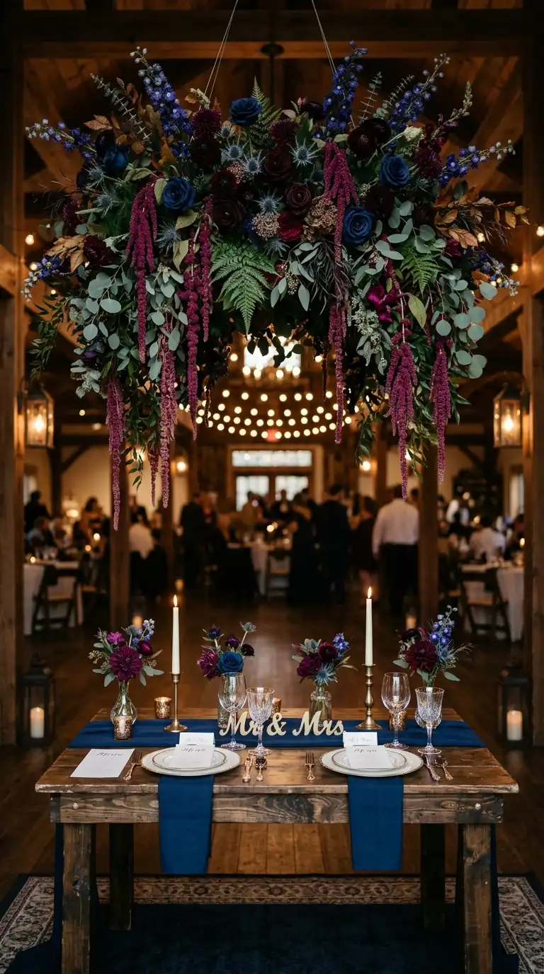 Plum Blue Hanging Floral Installations