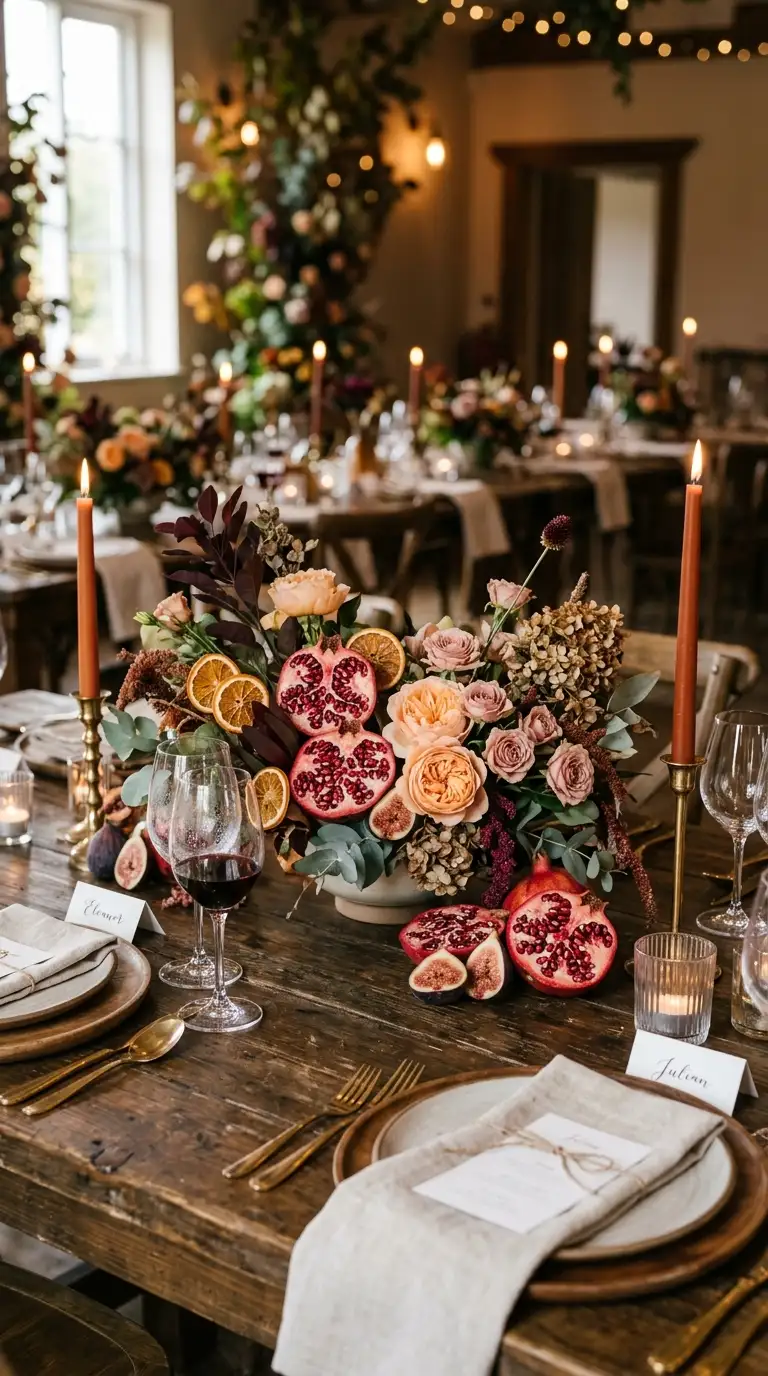 Pomegranate And Fig Centerpiece Arrangement