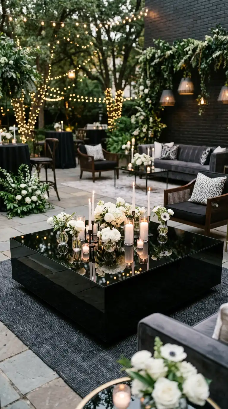 Reflective Black Mirror Tables