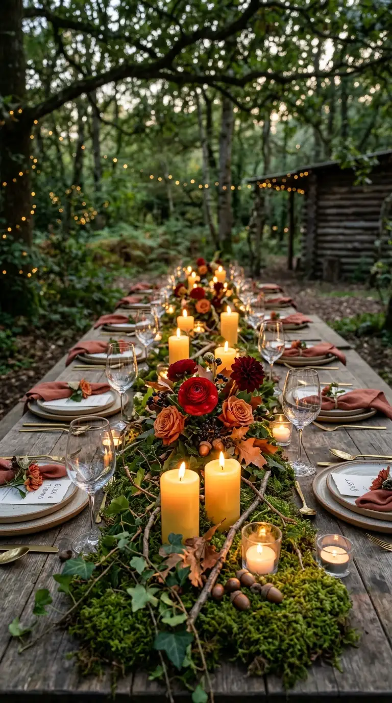 Romantic Candlelit Woodland Tablescape