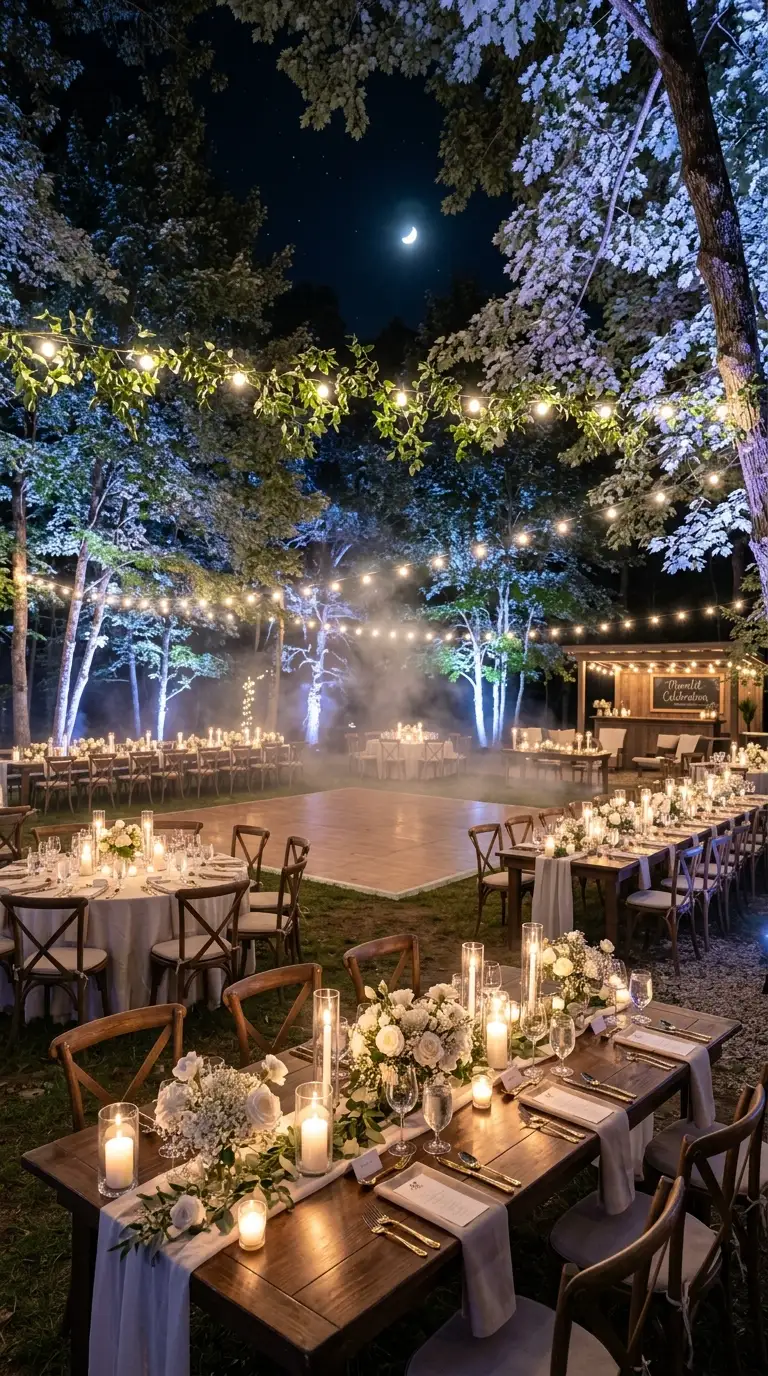 Romantic Moonlit Wedding Reception