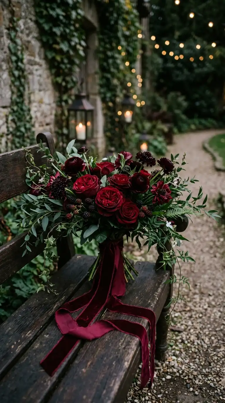 Romantic Oxblood Bridal Bouquet