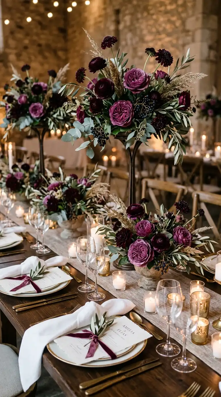 Romantic Plum Floral Centerpieces