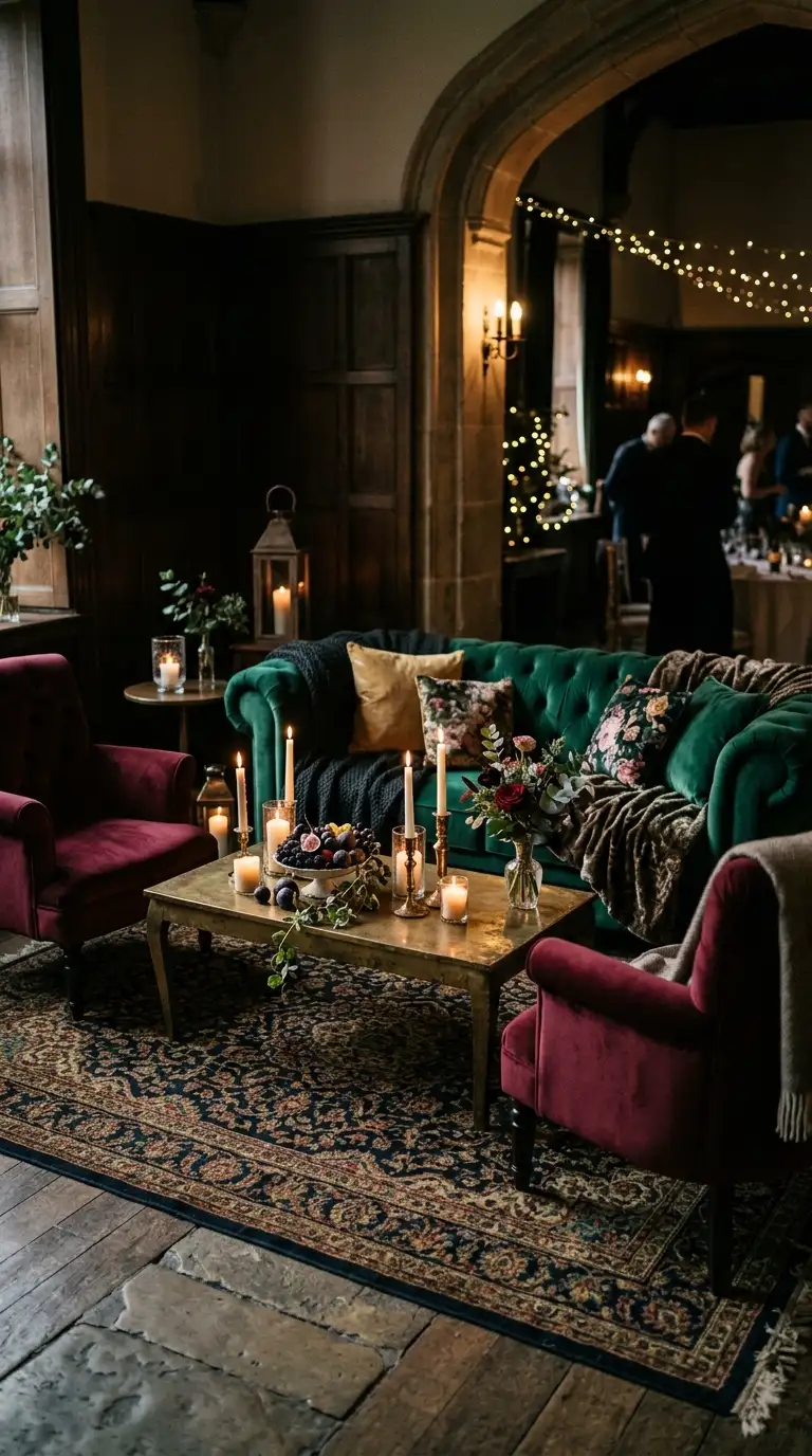 Romantic Velvet Lounge Seating Area