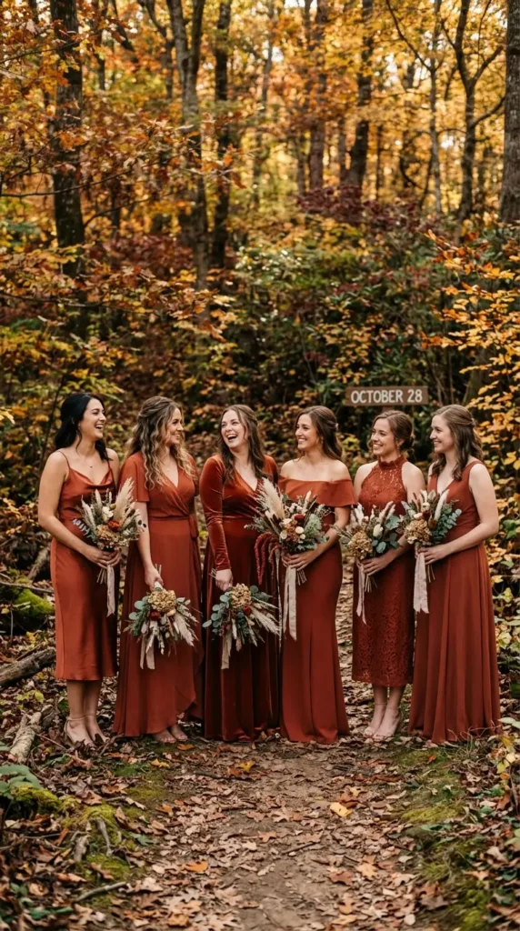 rust colored bridesmaid dresses