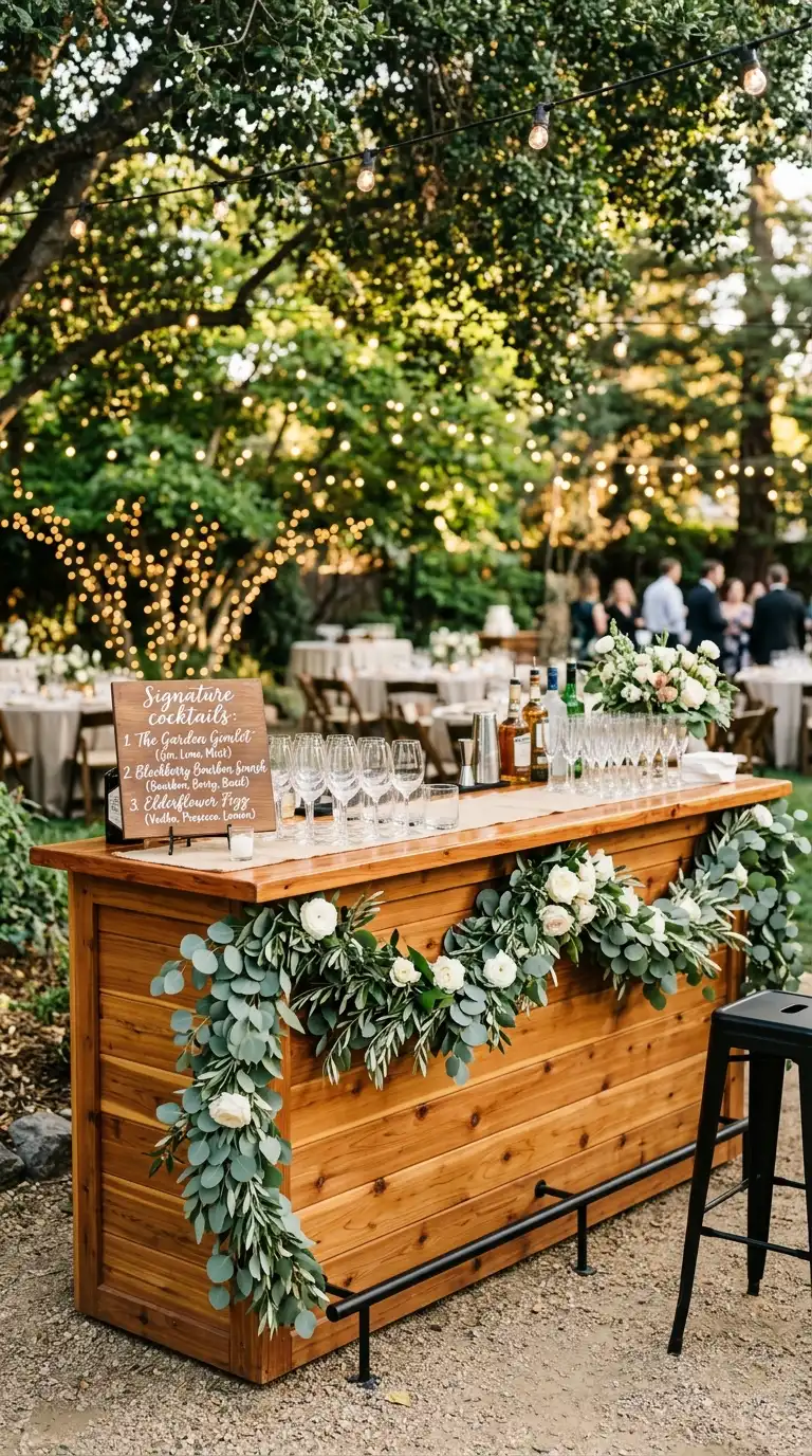 Rustic Wooden Bar Station