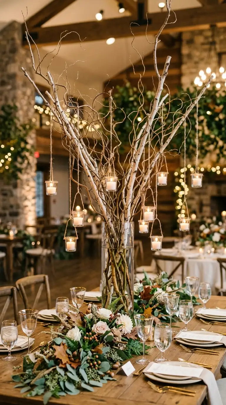 Sculptural Branch And Candle Display