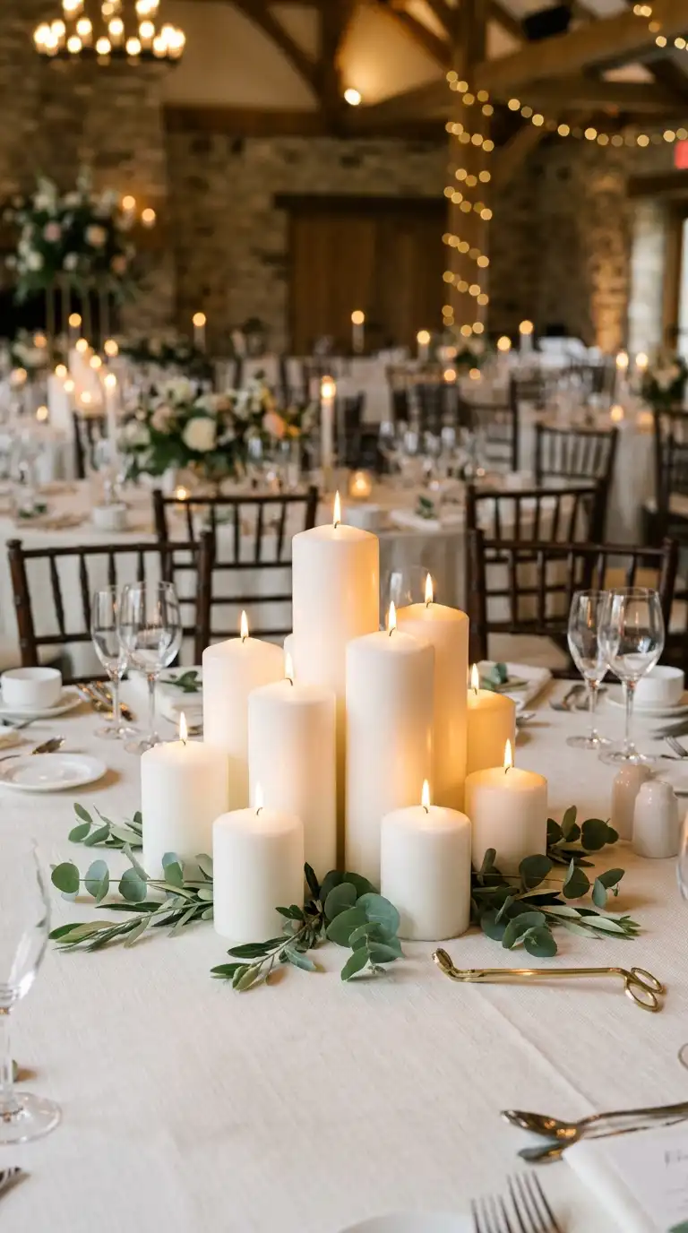 Sculptural Pillar Candle Centerpieces