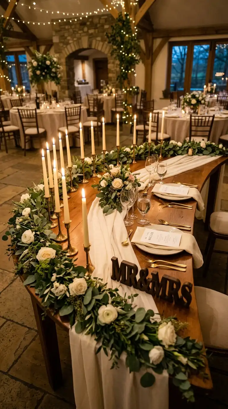 Taper Candles Along Curved Tables