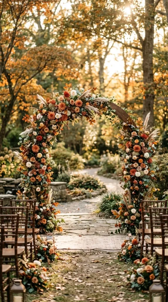 terracotta floral ceremony arch