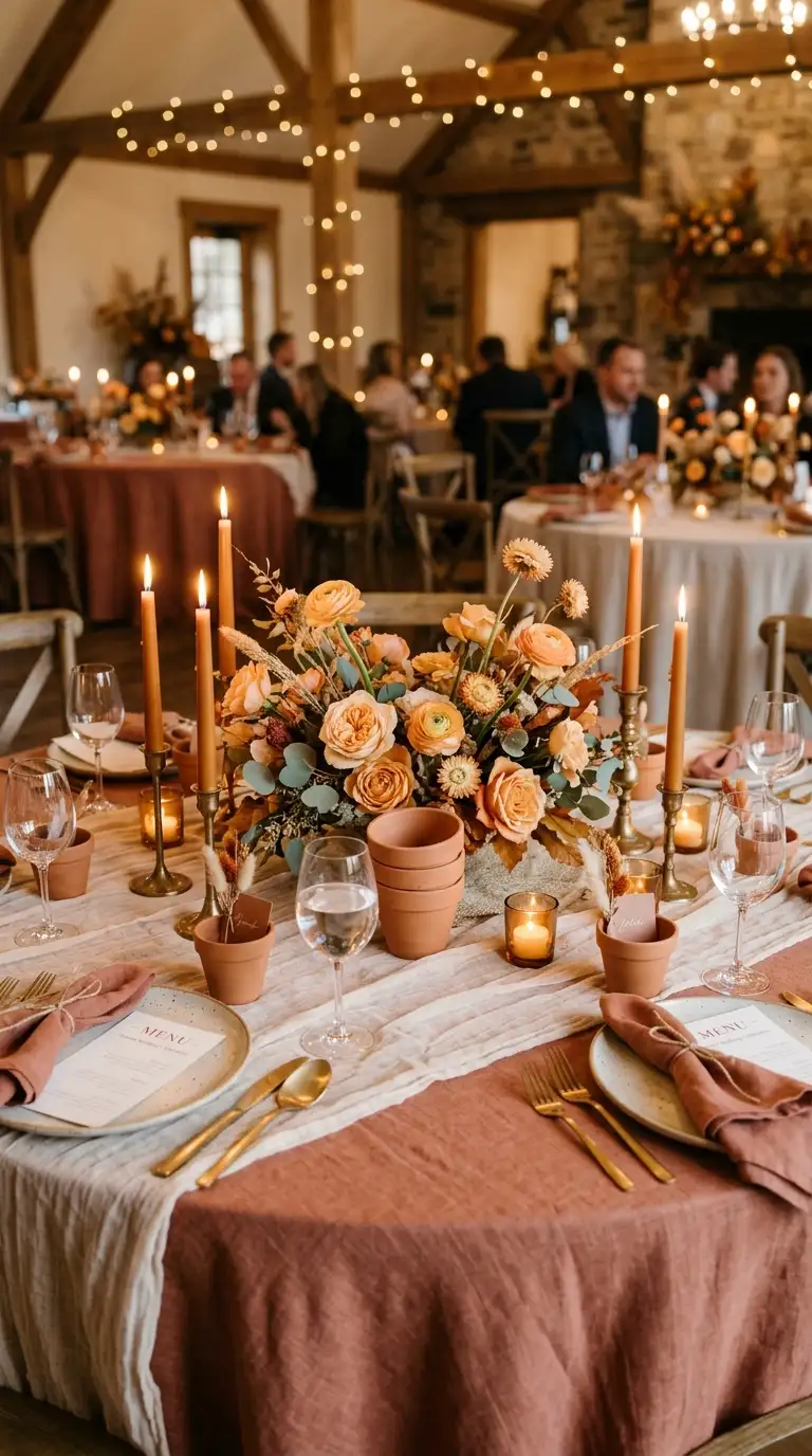 Terracotta Linen And Floral Setting