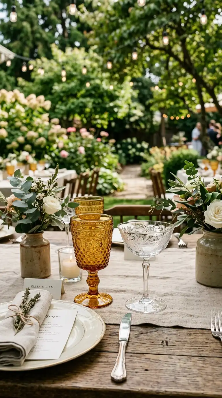 Vintage Glassware Reception Tables