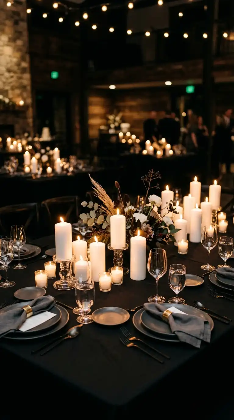 Warm Candlelit Black Tables