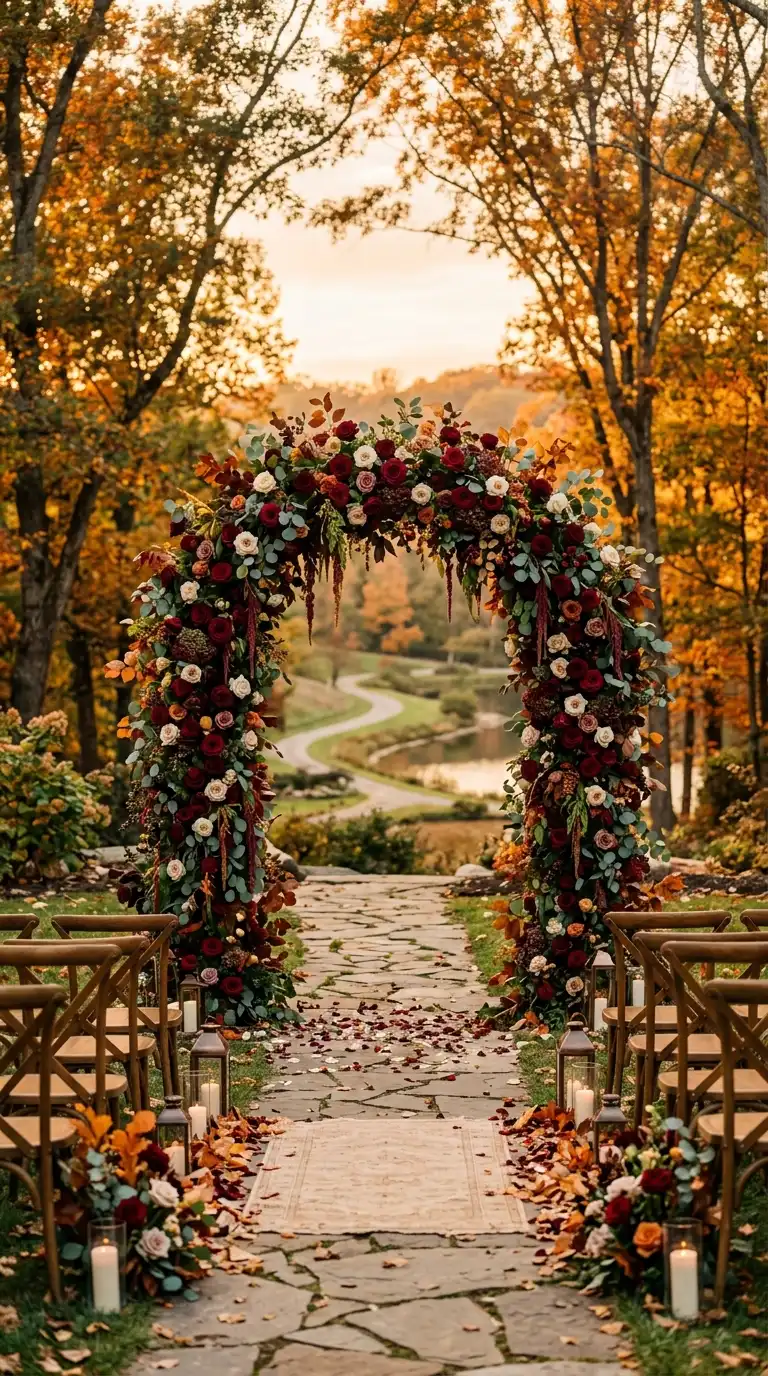 Burgundy Rose Ceremony Arch