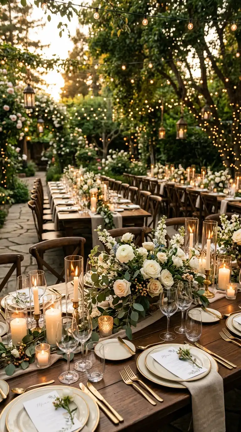 Candlelit Backyard Reception Tables