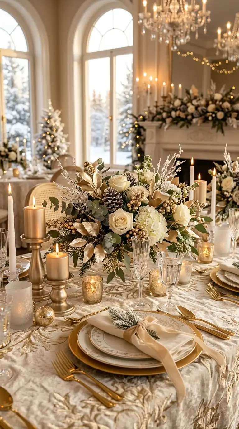 Champagne Gold Winter Wedding Accents