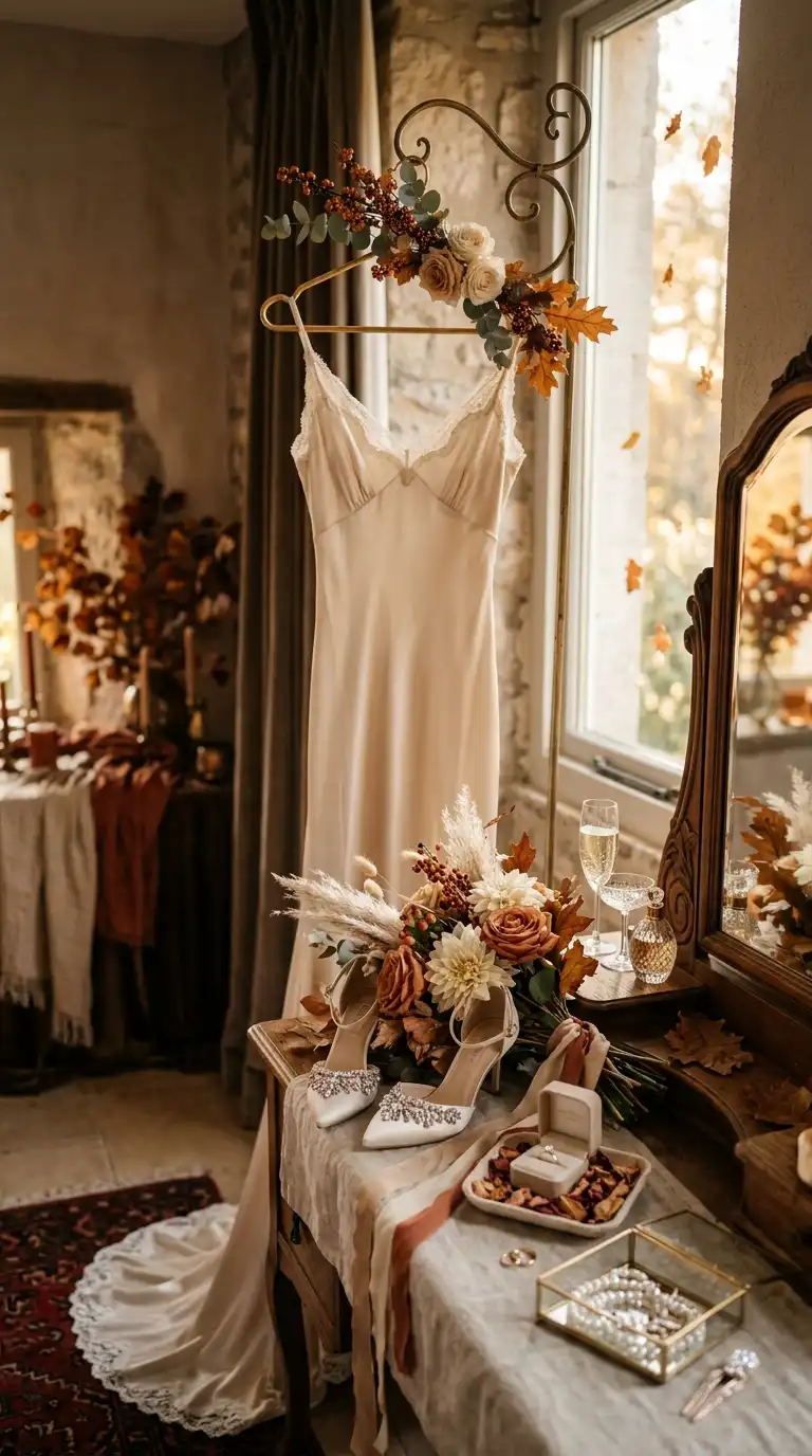 Champagne Satin Bridal Getting Ready