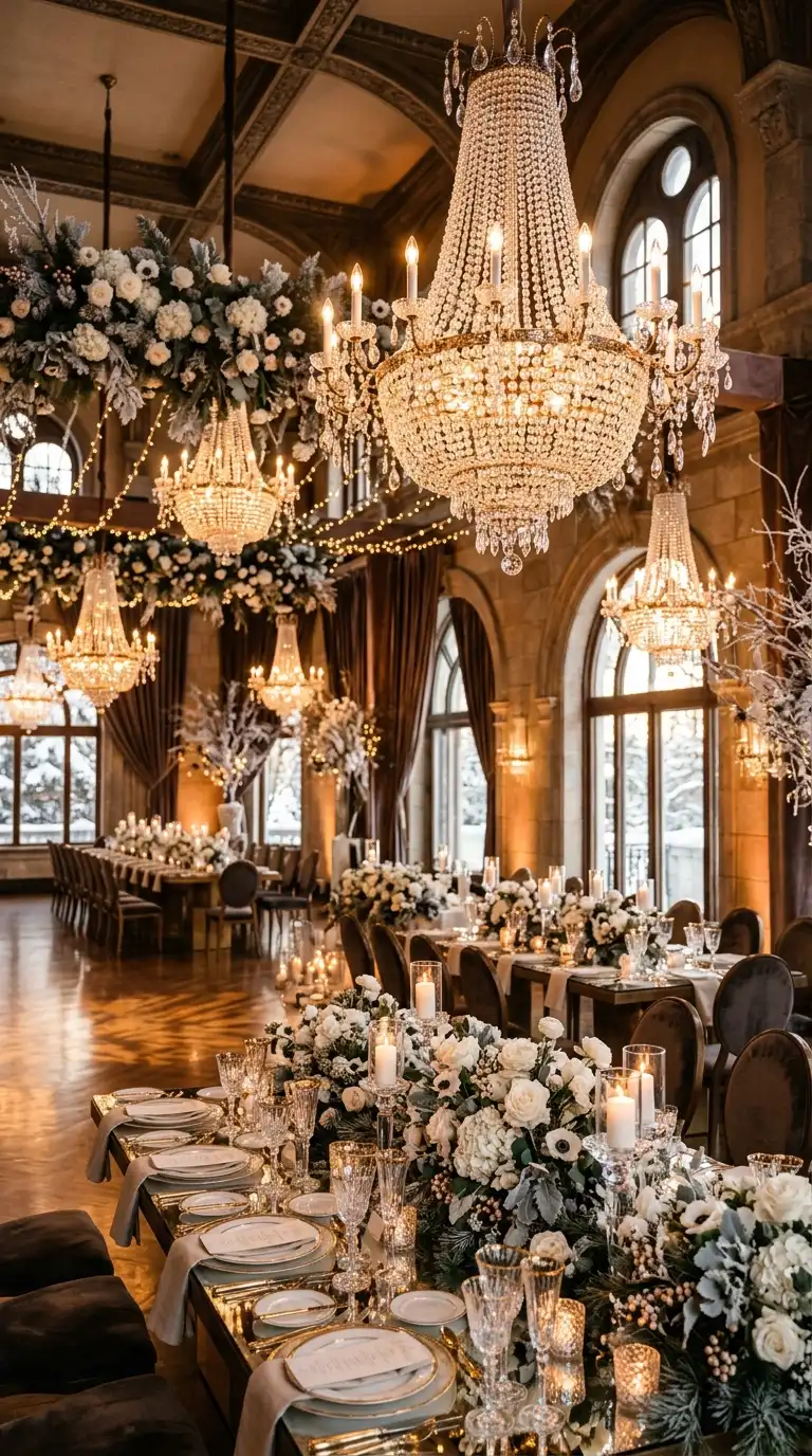 Crystal Chandelier Reception Decorations