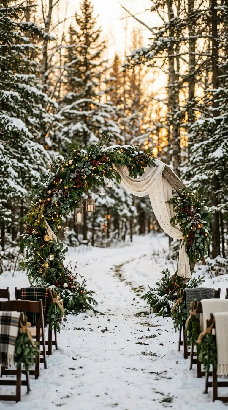 DIY Evergreen Wedding Ceremony Arch