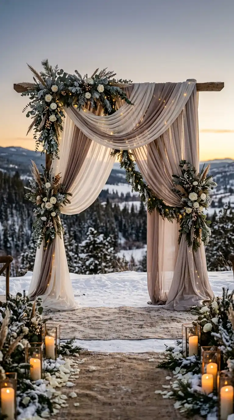 Elegant Fabric Draped Ceremony Backdrop
