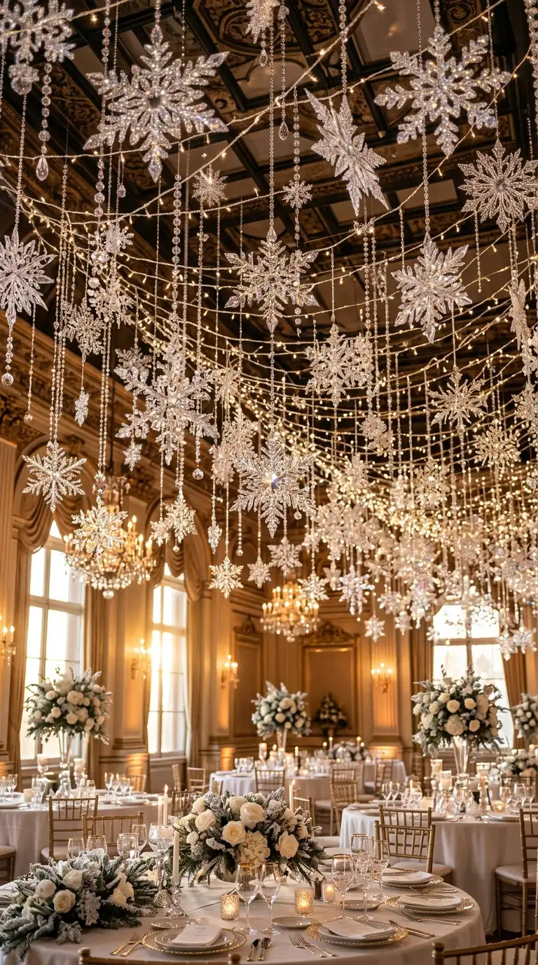 Glittering Snowflake Wedding Ceiling Decor