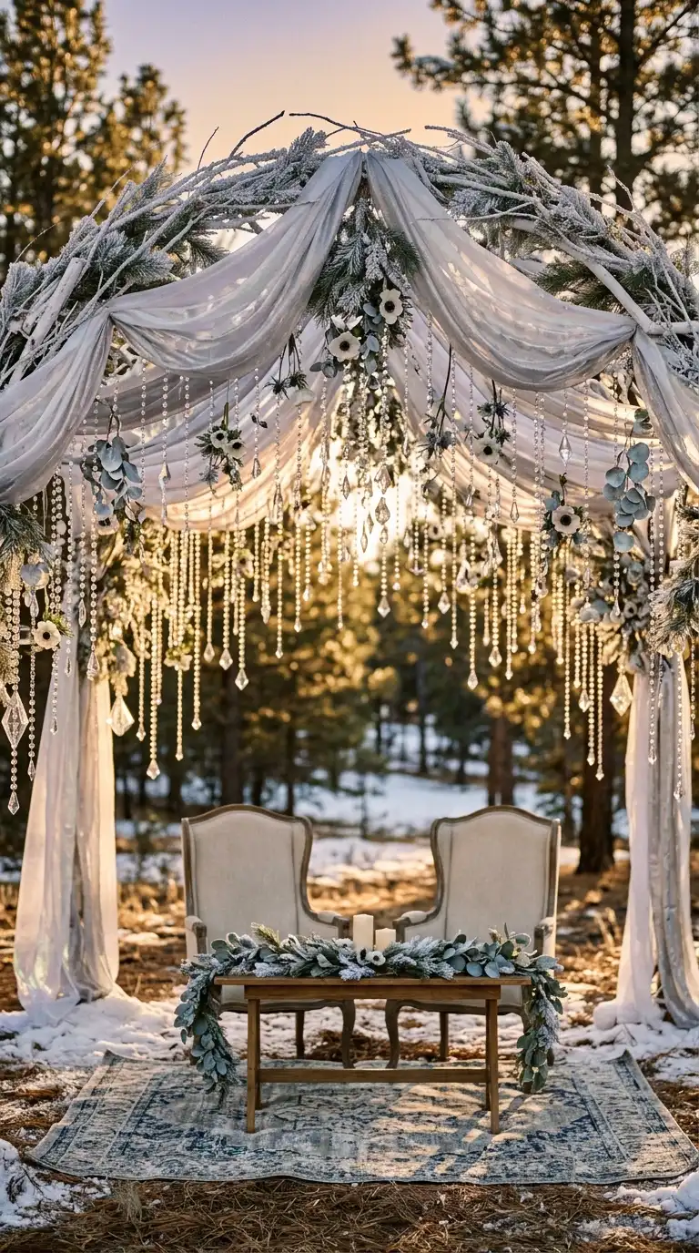 Hanging Crystal Wedding Ceremony Backdrop