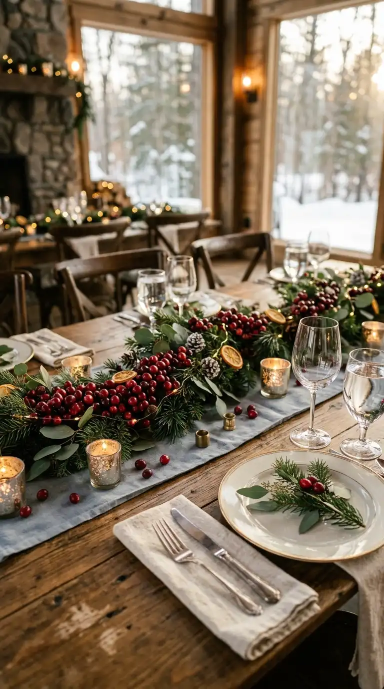 Homemade Cranberry Wedding Table Garlands