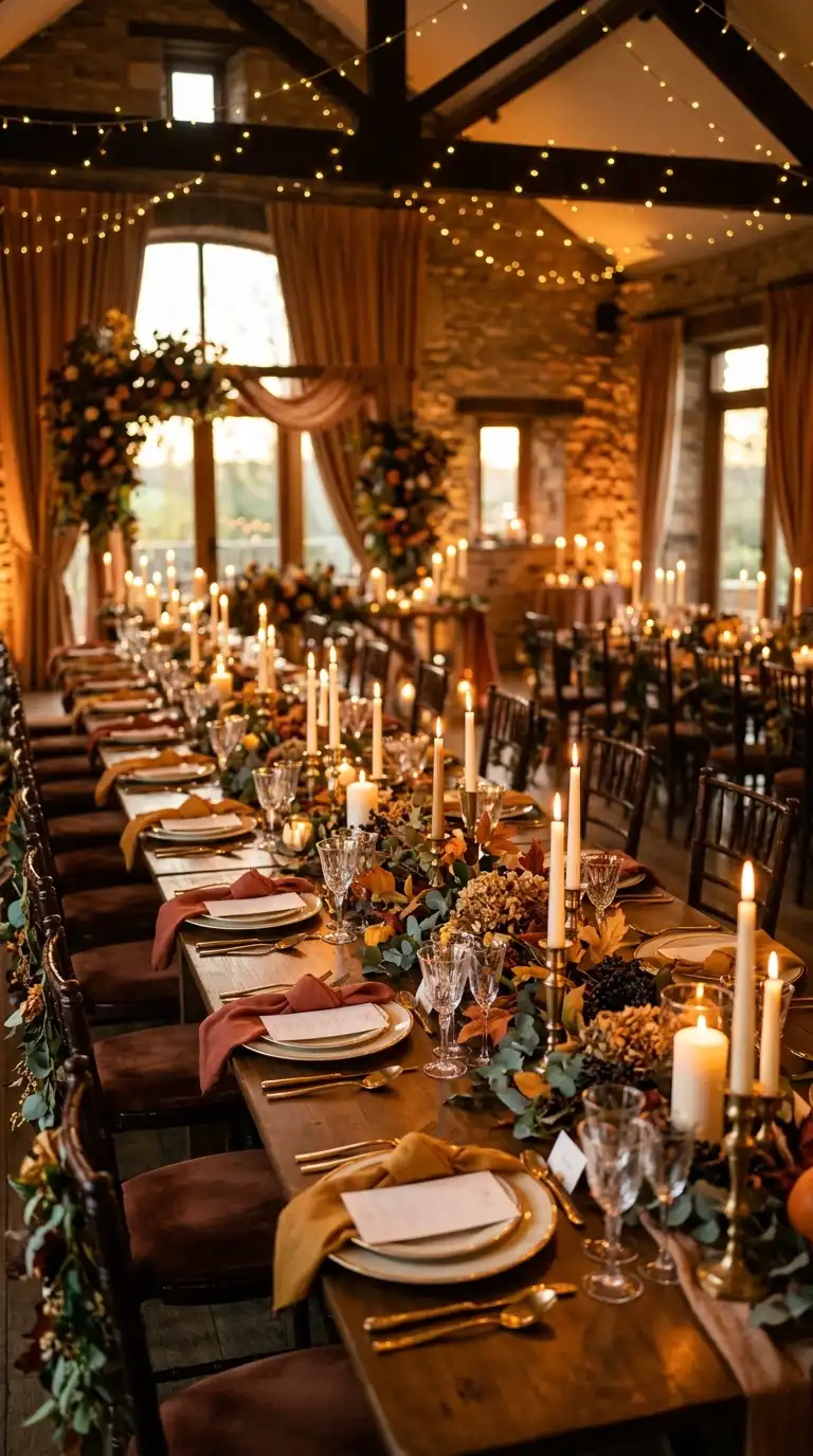 Intimate Candlelit November Wedding Reception