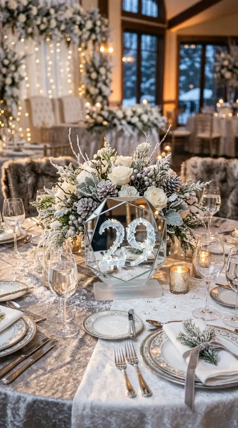 Mirrored Wedding Table Number Displays