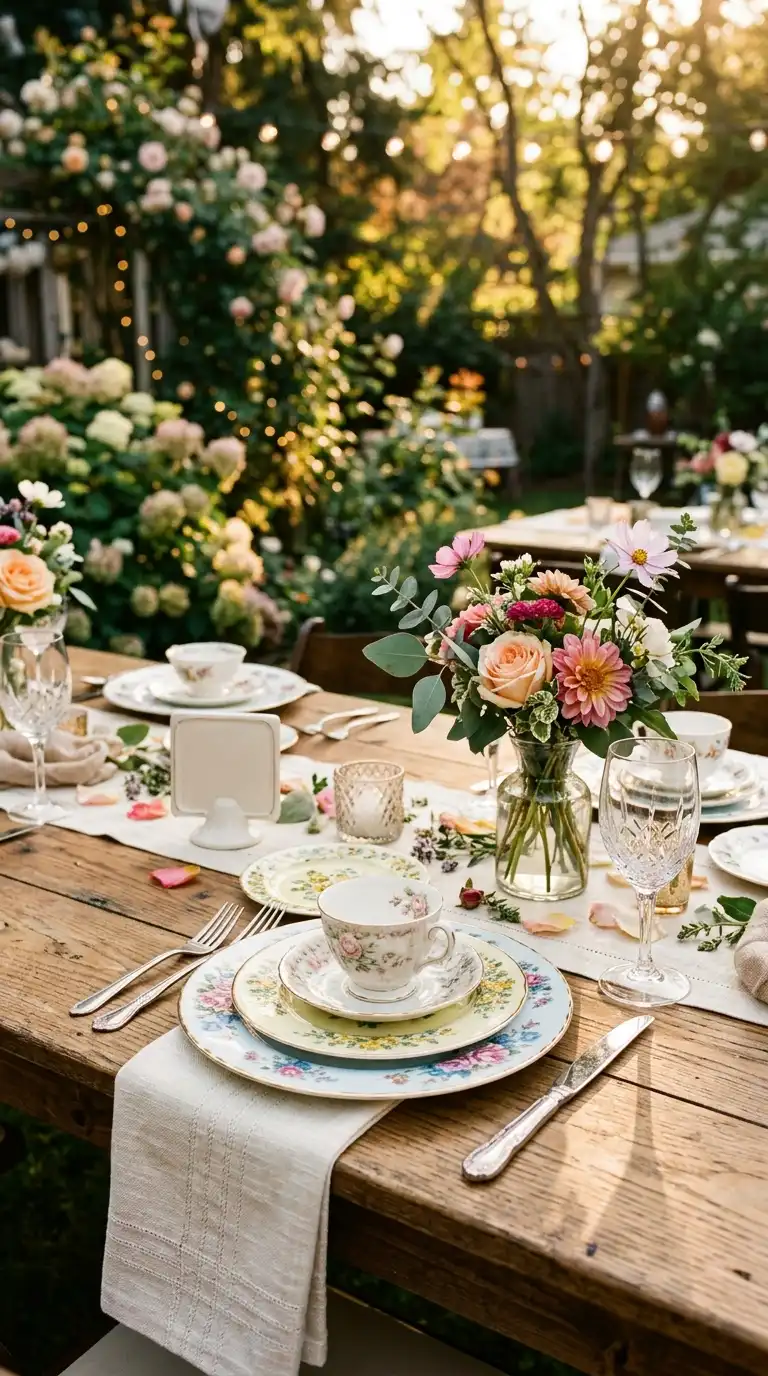 Mismatched Vintage China Place Settings
