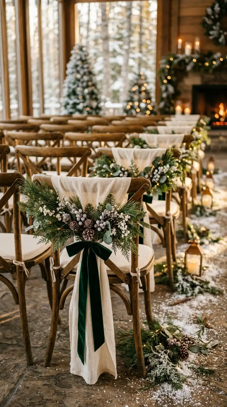 Pine Garland Wedding Chair Decorations