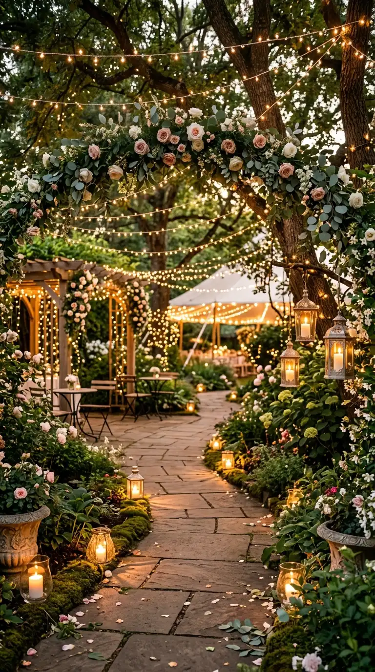 Romantic Evening Garden Lighting