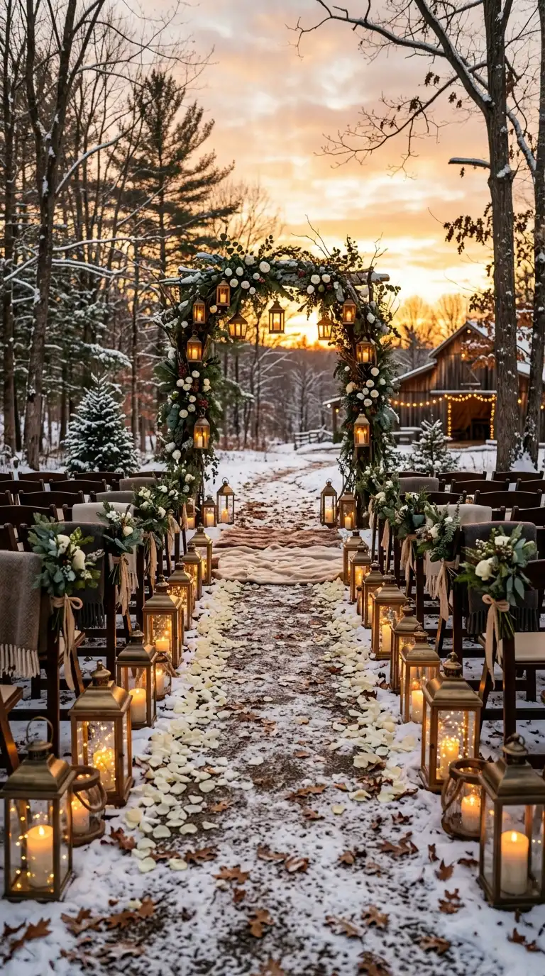 Romantic Lantern Lined Wedding Aisle
