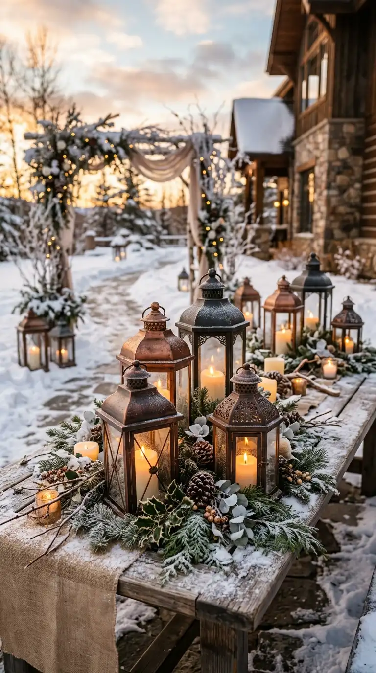 Rustic Winter Wedding Candle Lanterns