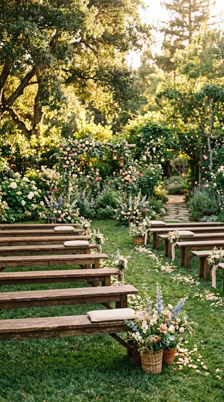 Rustic Wooden Ceremony Benches