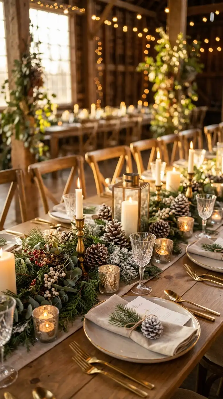 Seasonal Pinecone Wedding Table Decorations