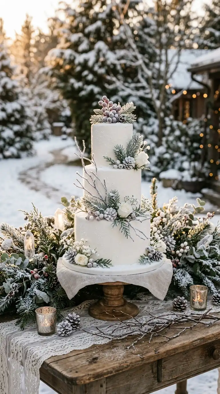Snow Dusted Wedding Cake Designs