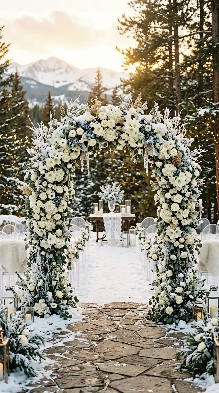 Snowy White Floral Ceremony Arch