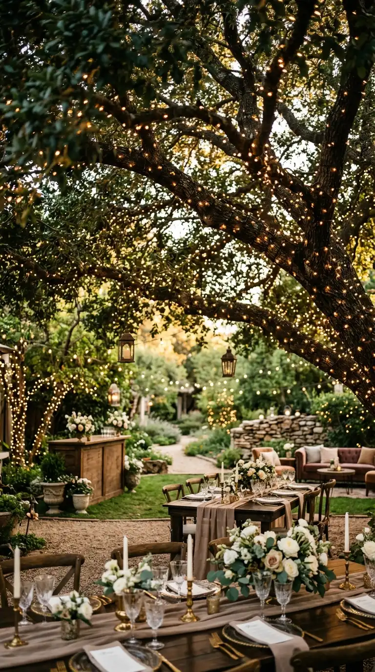 Twinkle Lights Through Tree Branches