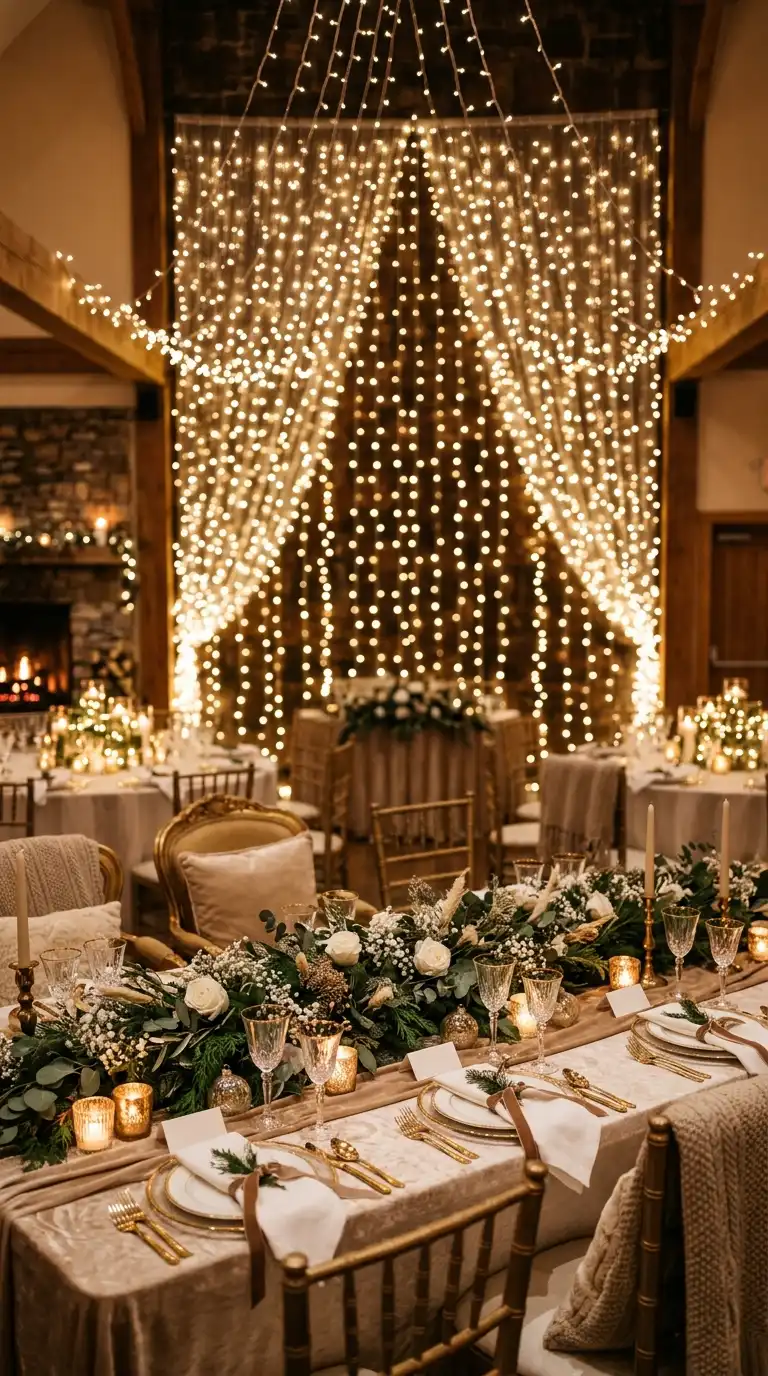 Twinkling Fairy Light Reception Backdrop