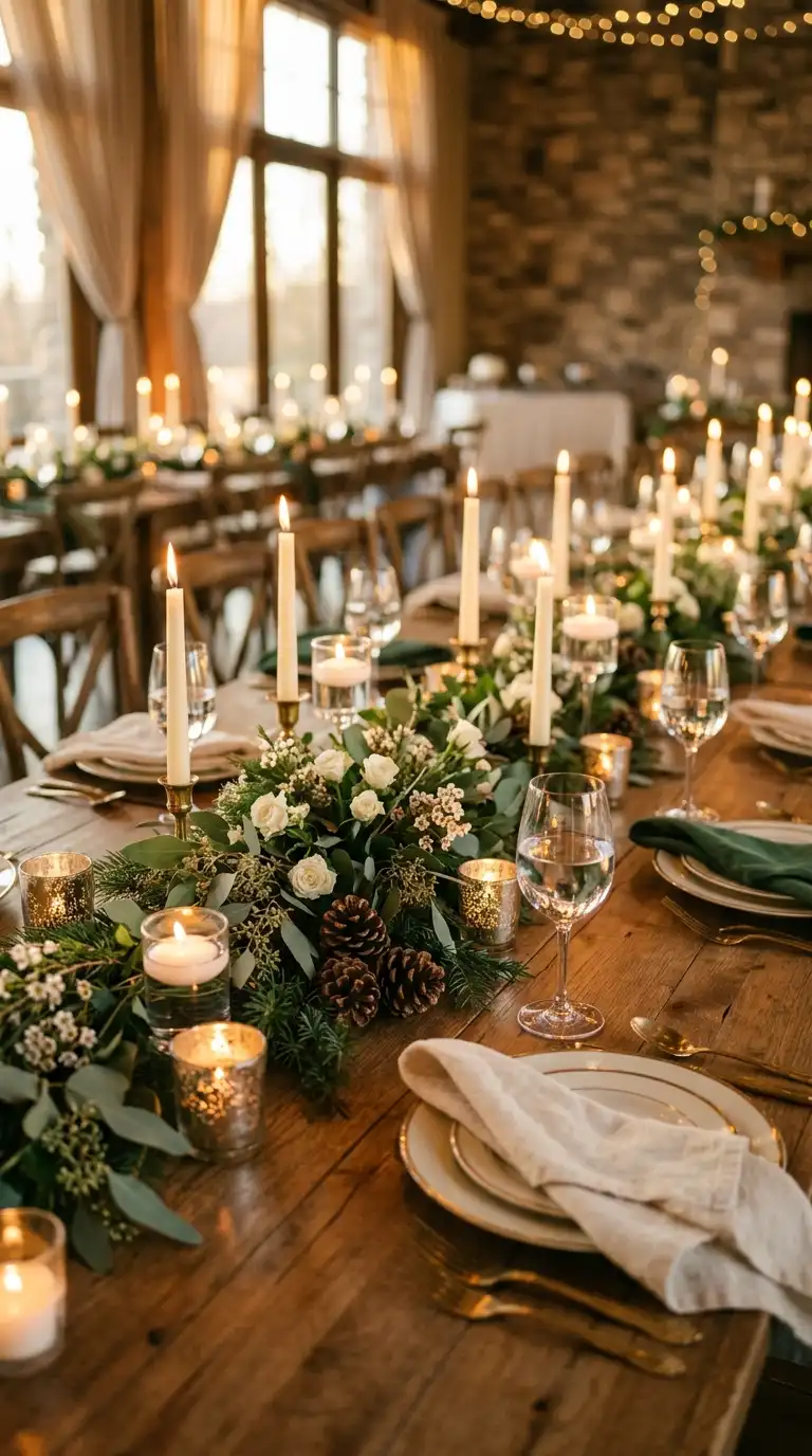 Warm Candlelit Wedding Table Centerpieces