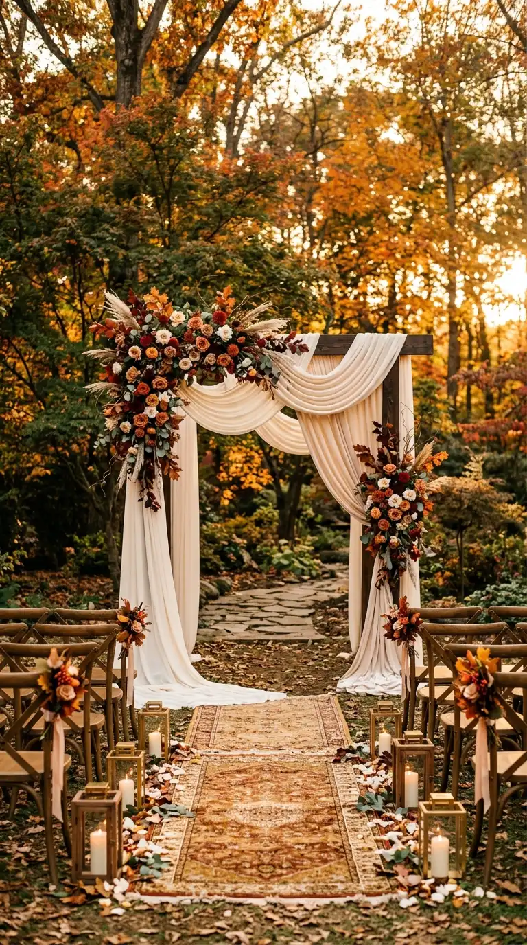 Warm Ivory Draped Ceremony Backdrop