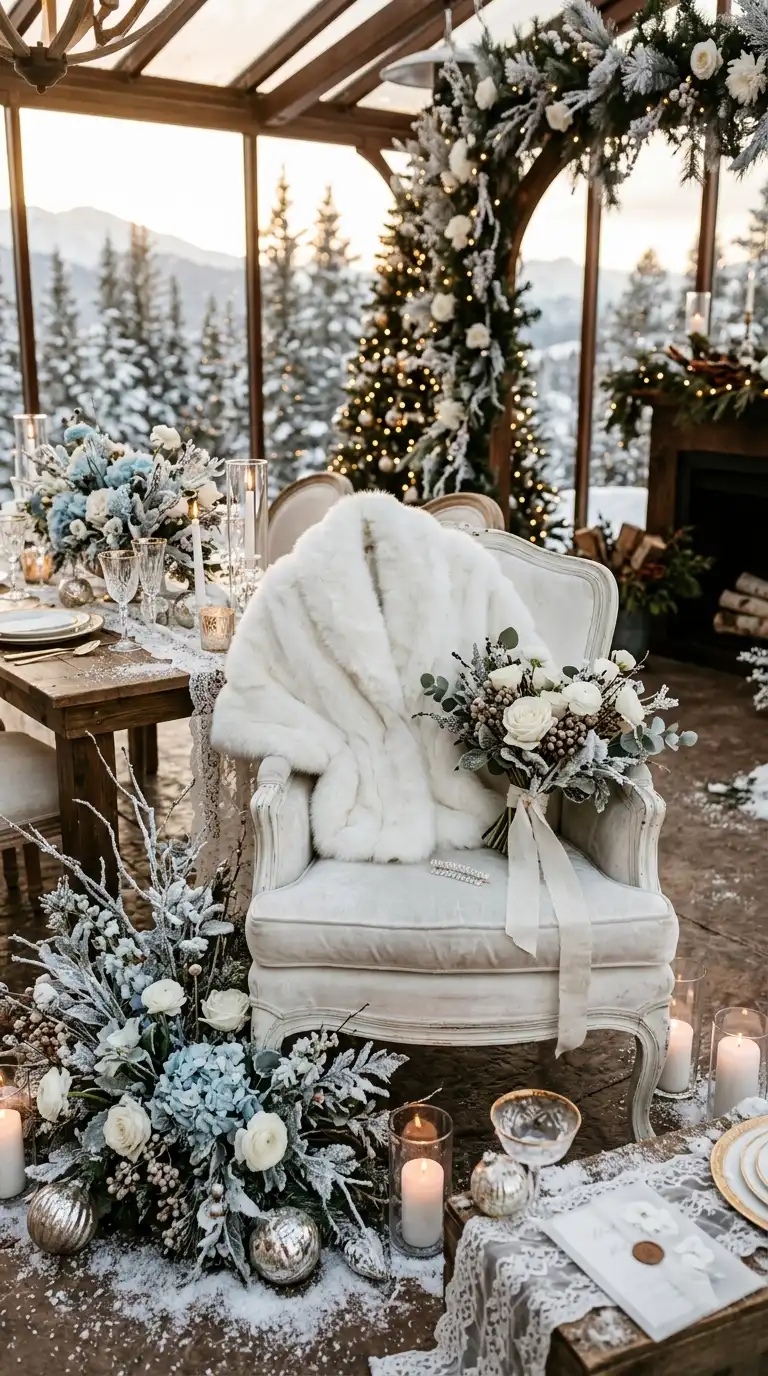 White Fur Bridal Wrap Styling